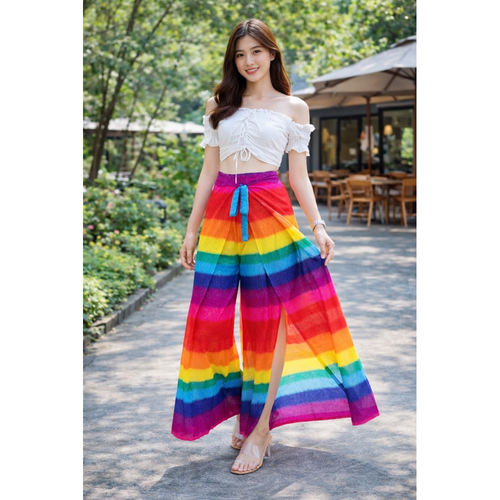 INTERกางเกง4สาย ผ้าสปันเรยอน(ลายรุ้ง)ใส่สบายพรางหุ่น สุดน่ารักพร้อมส่ง🌈