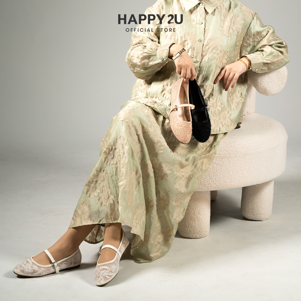 HAPPY2U Estee Lace Comfort Flats  รองเท้าแมรี่เจน รองเท้าตาข่าย รองเท้าผ้าลูกไม้ ราคา ถูกที่สุด ดีลบีเคเค แกลเลอรีภาพที่ 4