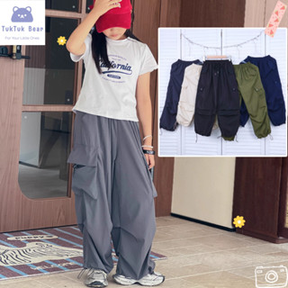 กางเกงคาร์โก้เด็กผู้หญิง สไตล์คาร์โก้ เอวยางยืด แฟขั่น สไตล์…