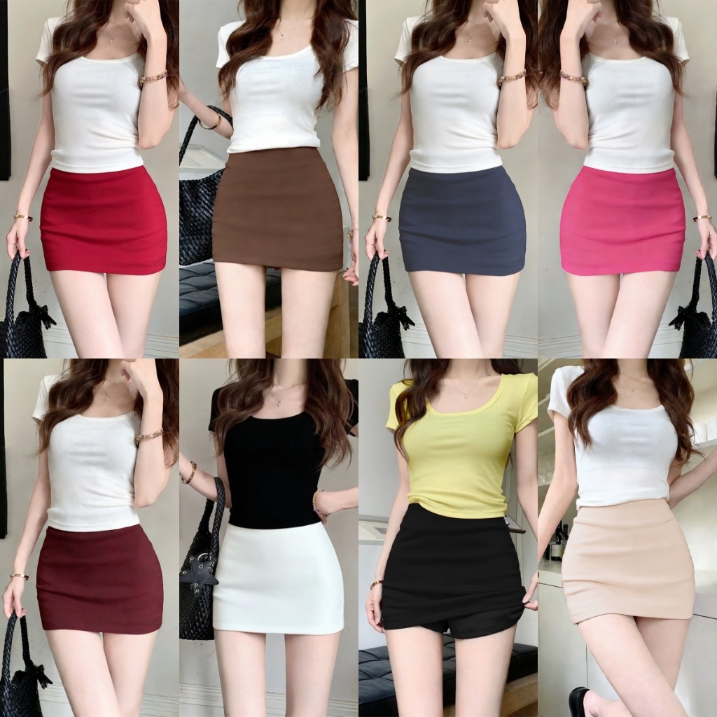 10สี กระโปรงสั่น กระโปรงผู้หญิง มินิมอล ทรงเอ ใส่ไปทำงาน#3354