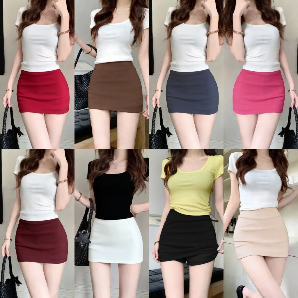 10สี กระโปรงสั่น กระโปรงผู้หญิง มินิมอล ทรงเอ ใส่ไปทำงาน#3354