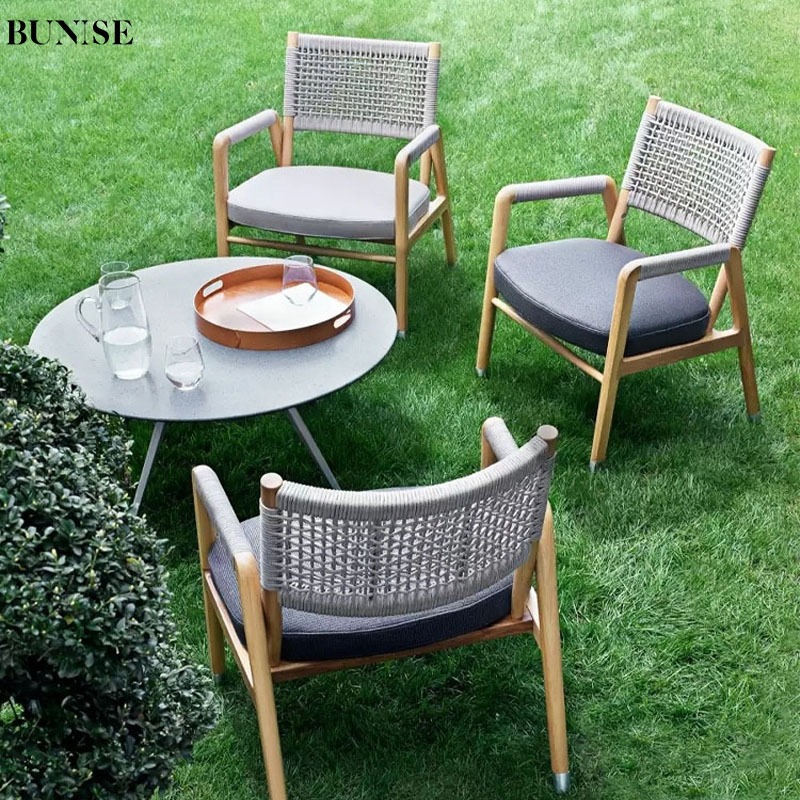 BUNISE P85 Outdoor Rattan Sofa Set with Coffee Table – Waterproof & Sun-Resistant for Balcony & Gard