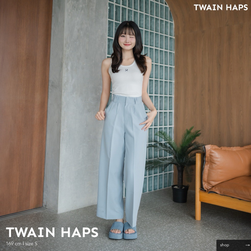 [ส่งต่อ] Sudpung - Twain hasp_SP001 กางเกงขากระบอก สีฟ้าพาสเทล size L
