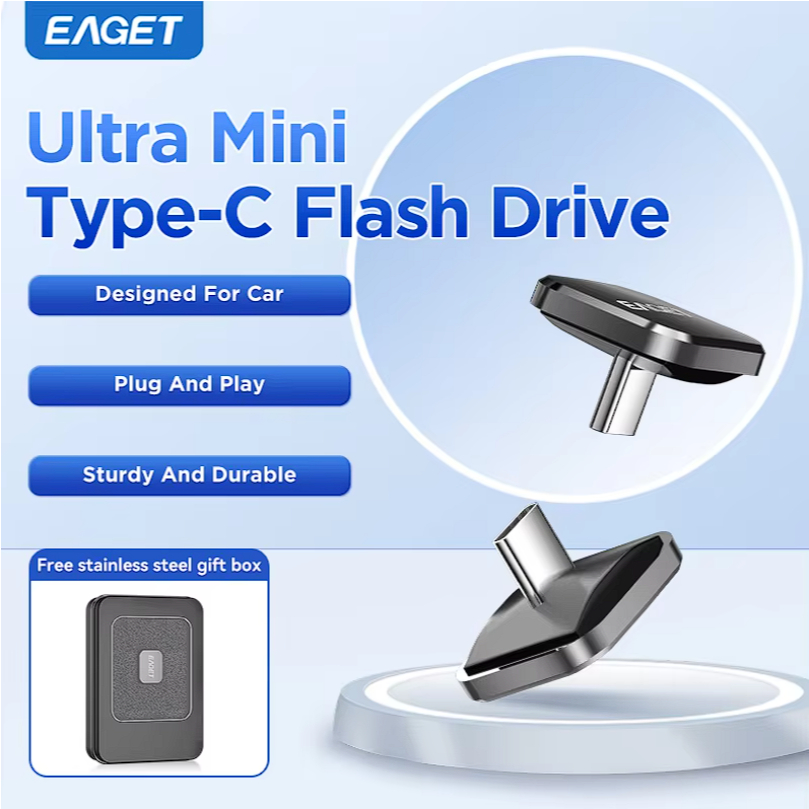 EAGET 64GB Mini Car Type-C USB 2.0 Flash Drive Plug & Play for Dashcam Mobile Mac PC Car Driving