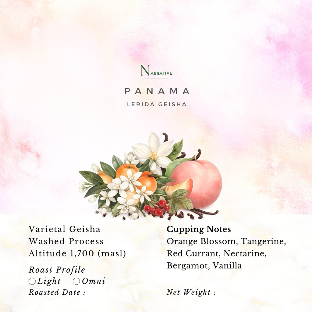 เมล็ดกาแฟ Panama Lerida Geisha Washed