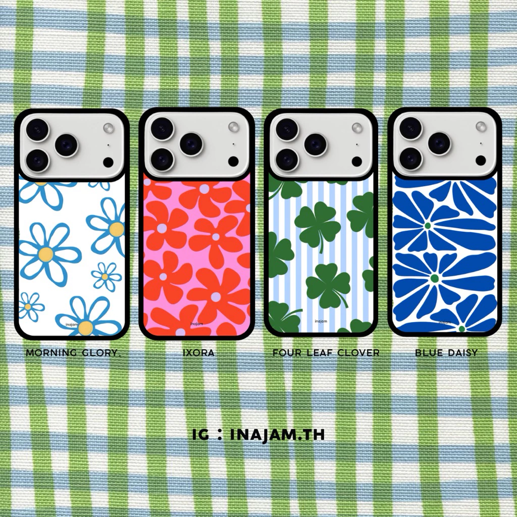 เคสไอโฟนลายดอกไม้แบรนด์ Inajam | Morning Glory | Izora | Four Leaf Clover | Blue Daisy