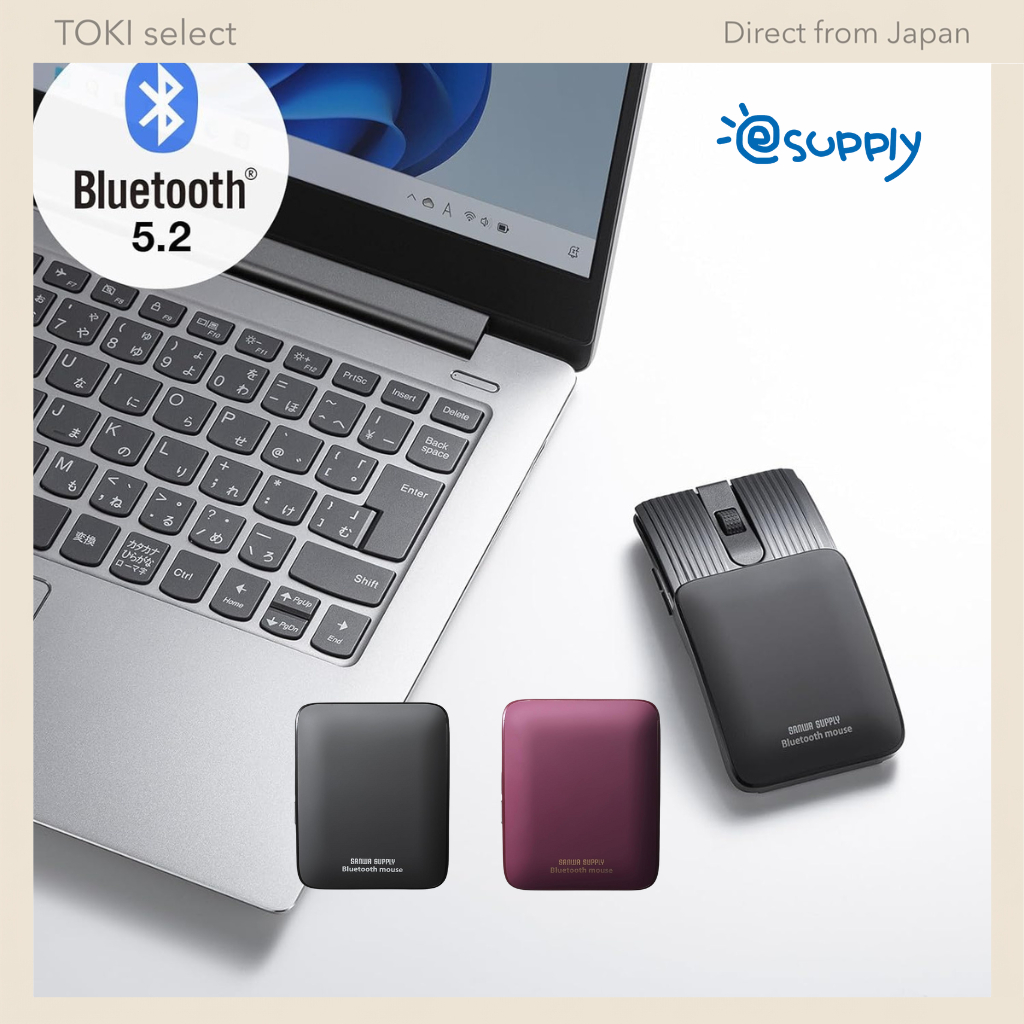 Sanwa Supply Compact Silent Bluetooth Mouse with 5 Buttons and Rechargeable Battery