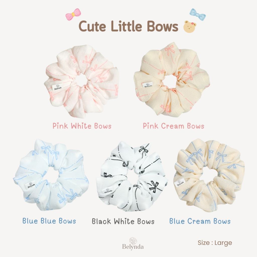 Belynda ♥ Scrunchies ♥ Cute Little Bow ♥ Regular / Large ยางรัดผม โดนัท ลายน้องโบว์