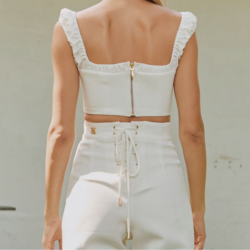 tasa&bone The Signature Pants กางเกงเอวสูงขากระบอกยาว กระชับเอวคอด