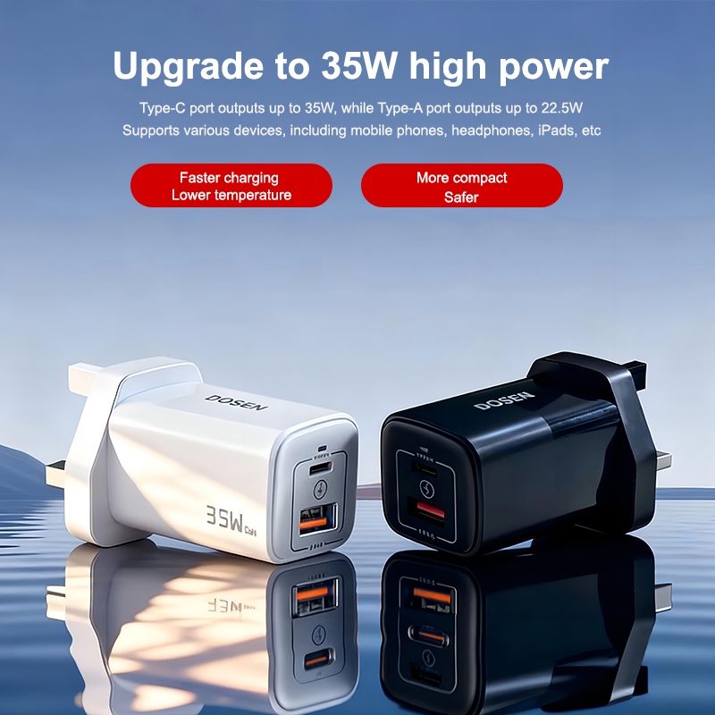 35W GaN Charger USB-C/USB-A 2/3 พอร์ต Charger Nexode GaN Fast Charger USB-C Power Adapter