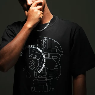 DAVIE JONES [BLK STREET] เสื้อยืดผู้ชาย Graphic Oversized Fit T-Shirt สีดำ WA0304