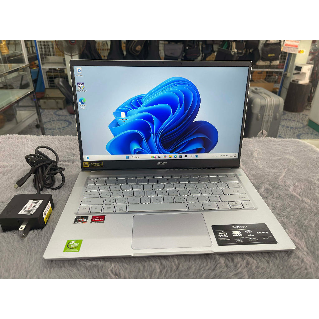 โน๊ตบุ๊ค Acer AMD Ryzen5-7530U Ram16GB SSD512GB มีสายชาร์ท สีเทา #718049