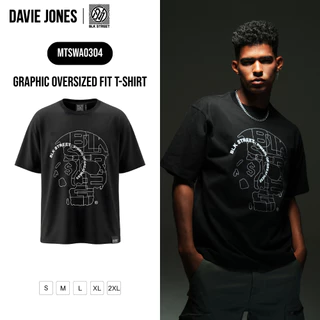 DAVIE JONES [BLK STREET] เสื้อยืดผู้ชาย Graphic Oversized Fit T-Shirt สีดำ WA0304