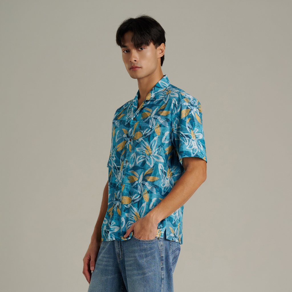 Mc JEANS قميص رجالي Regular نصف كم — أزرق Resort — صورة 3