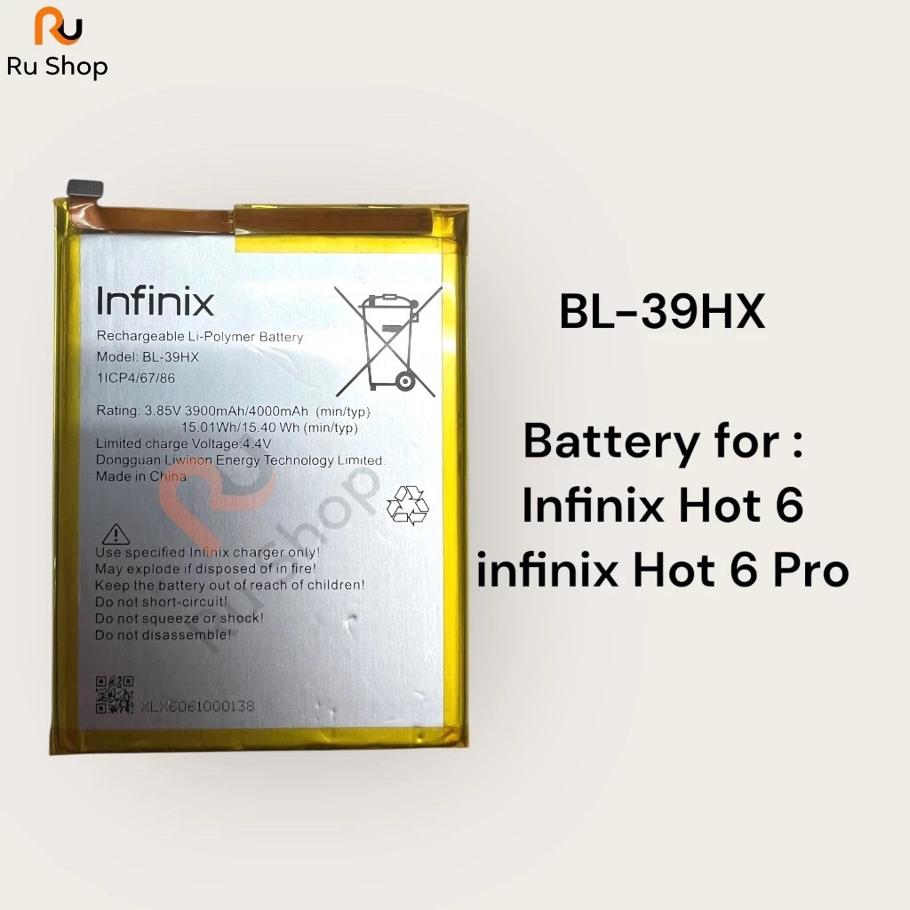 แบตเตอรี่ แท้ lnfinix Hot 6 /  lnfinix Hot 6 Pro BL-39HX 4000mAh ประกัน 3 เดือน