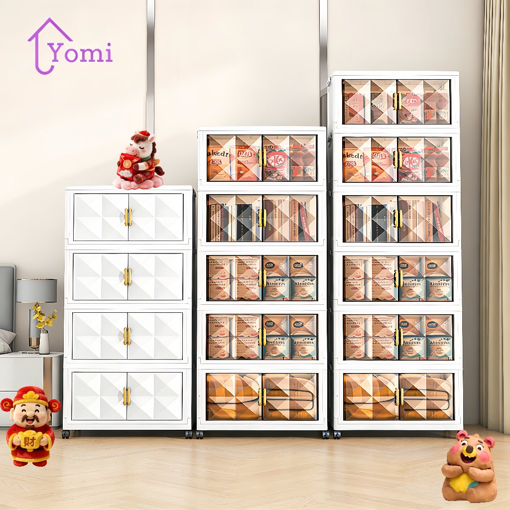 🔥Yomi🔥  storage cabinet ตู้เก็บของ ตู้เก็บของอเนกประสงค์ ความจุขนาดใหญ่ ตู้เก็บของแบบพับได้ ประหยัดพื้นที่ กล่องเก็บของ