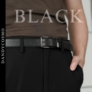 DANDY COSMO | เข็มขัดผู้ชาย หนังแท้ PREMIUM MEN'S BELT ใส่ได้2สีในเส้นเดียว รุ่น RECTANGULAR สี BLACK METAL 30mm