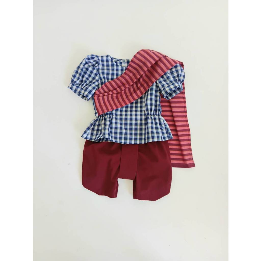 ชุดไทยเด็กหญิงลายผ้าขาวม้าอีสานดั้งเดิม