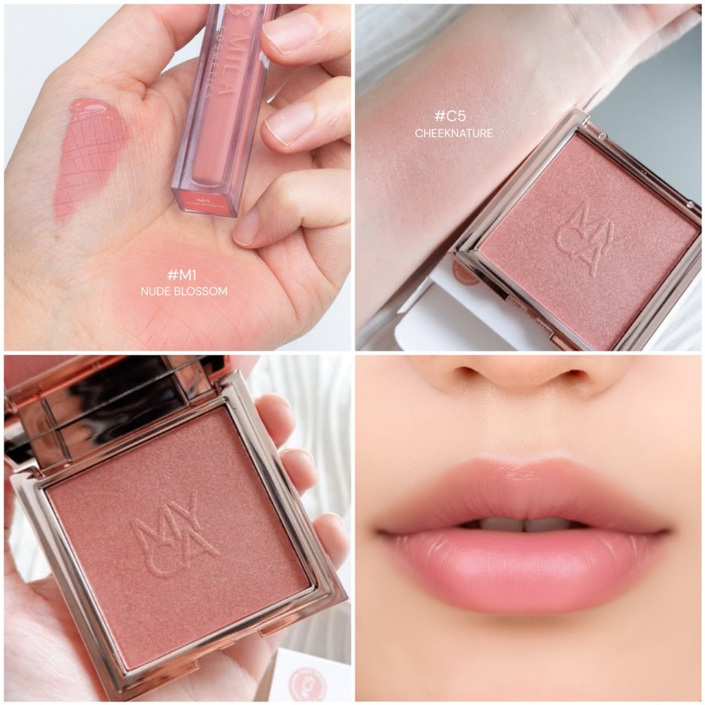 MYCA [ของแท้100%] แพ็คคู่ 2 ชิ้น สุดฮิต ลิปสติก มิล่า Mira match lock matte + บลัชออนไมก้า Myca Cheeknature
