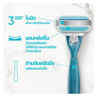 ยิลเลตต์ วีนัส สมูธ มีดโกน 1 ด้าม พร้อมใบมีด 2 ชิ้น Gillette Venus soft Women's Razor 1 + 2 Blades Refills