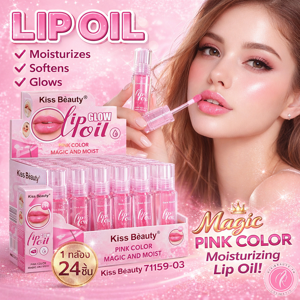 ยกกล่อง 24 ชิ้น ราคาพิเศษ Kiss Beauty Lip Oil ลิปออยล์ ลิปมัน ลิปบาล์ม บำรุงริมฝีปากให้นุ่ม ฉ่ำวาว – โปรปัง