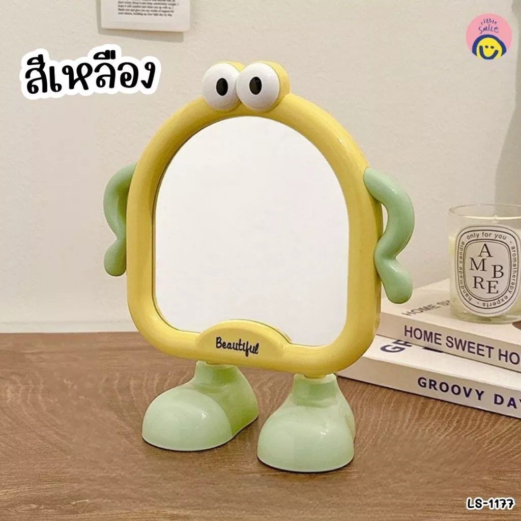 กระจกตั้งโต๊ะน่ารัก ตากลมมินิมอล🪞 กระจกแต่งหน้า สไตล์เกาหลี สีพาสเทล 16×14cm ของแต่งโต๊ะ✨ LS-1177 thumbnail 7