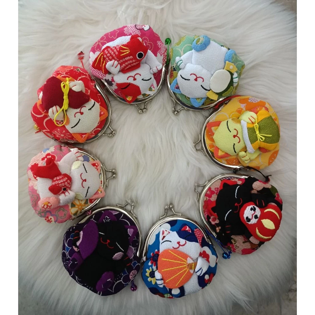 (สินค้าพร้อมส่งจากไทย)กระเป๋าใส่เหรียญเสริมโชคลาภ,แมวนำโชคตามความเชื่อสไตล์ญี่ปุ่น
