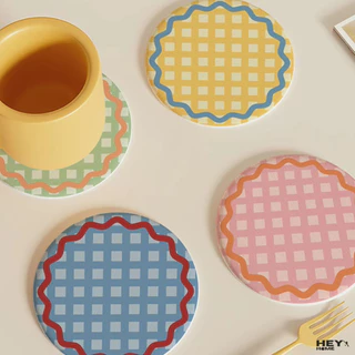 Heyhome ที่รองแก้วซับน้ำ Scott Coasters แผ่นหินรองแก้ว ดูดซับน้ำ สไตล์มินิมอล