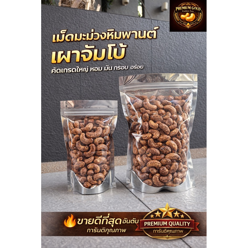 เม็ดมะม่วงหิมพานต์เผาเกลือแบบโบราณ 💯จัมโบ้ หอม กรอบ อร่อย #เม็ดมะม่วงหิมพานต์