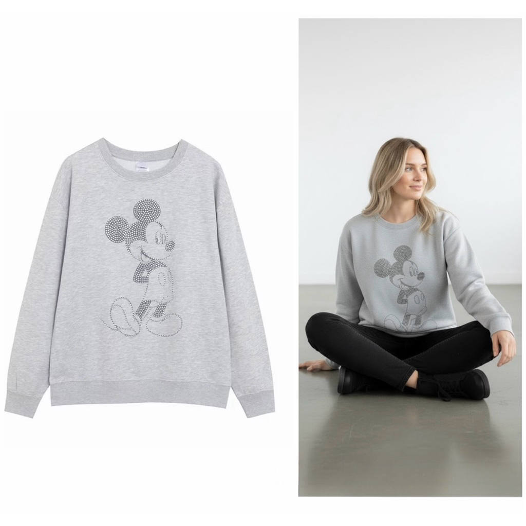 Mickey sweatshirt งานแท้ 🎐Blink blink เสื้อมิคกี้ สเวตเตอร์  MICKEY MOUSE ปักเลื่อม  ♣️Disney❣️ แท้💯