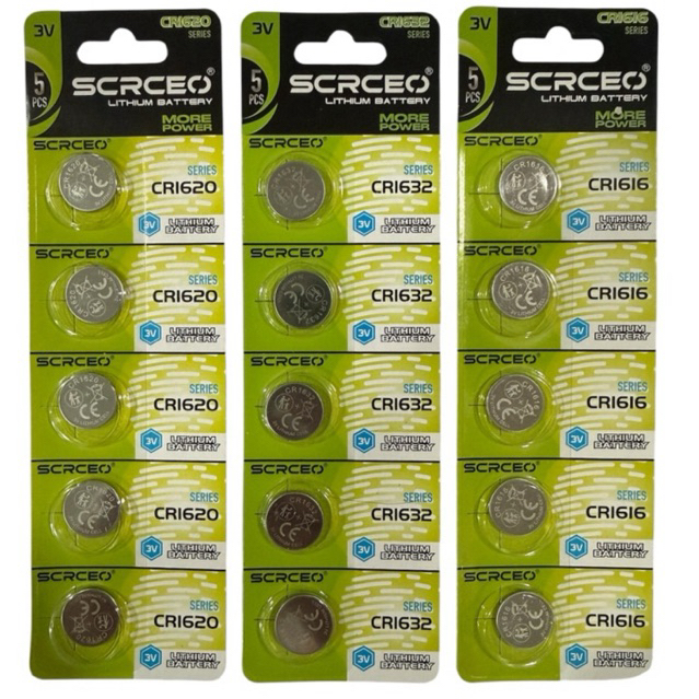 ถ่านรีโมทรถCR1632/CR1616/CR1620Lithium3V SCRCEO แผง5ก้อน(EXP12/2030)