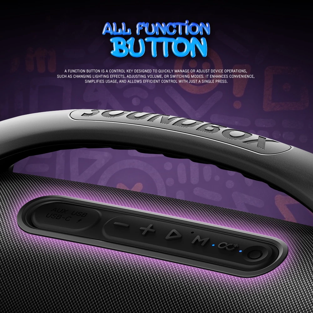 [ส่งฟรี] SAAG NOVA II ลำโพงบลูทูธ 51W เสียงกระหึ่ม ไฟRGB Light Bluetooth 5.3 กันน้ำ IPX5 แบค3000mah TWS Stereo ลำโพงพกพา thumbnail 5