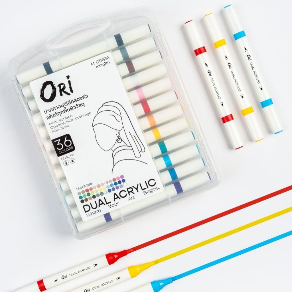ORIปากกาพู่กันสีอะคริลิค 2 หัว ปากกาเพนท์สีAcrylic Brush