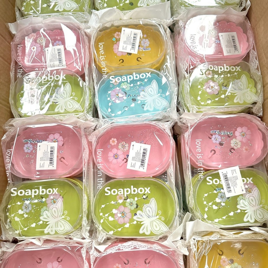 [ขายยกโหล12แพ็ค] กล่องสบู่ แพ็ค2ชิ้น คละสี ที่วางสบู่ (รวมได้24ชิ้น)