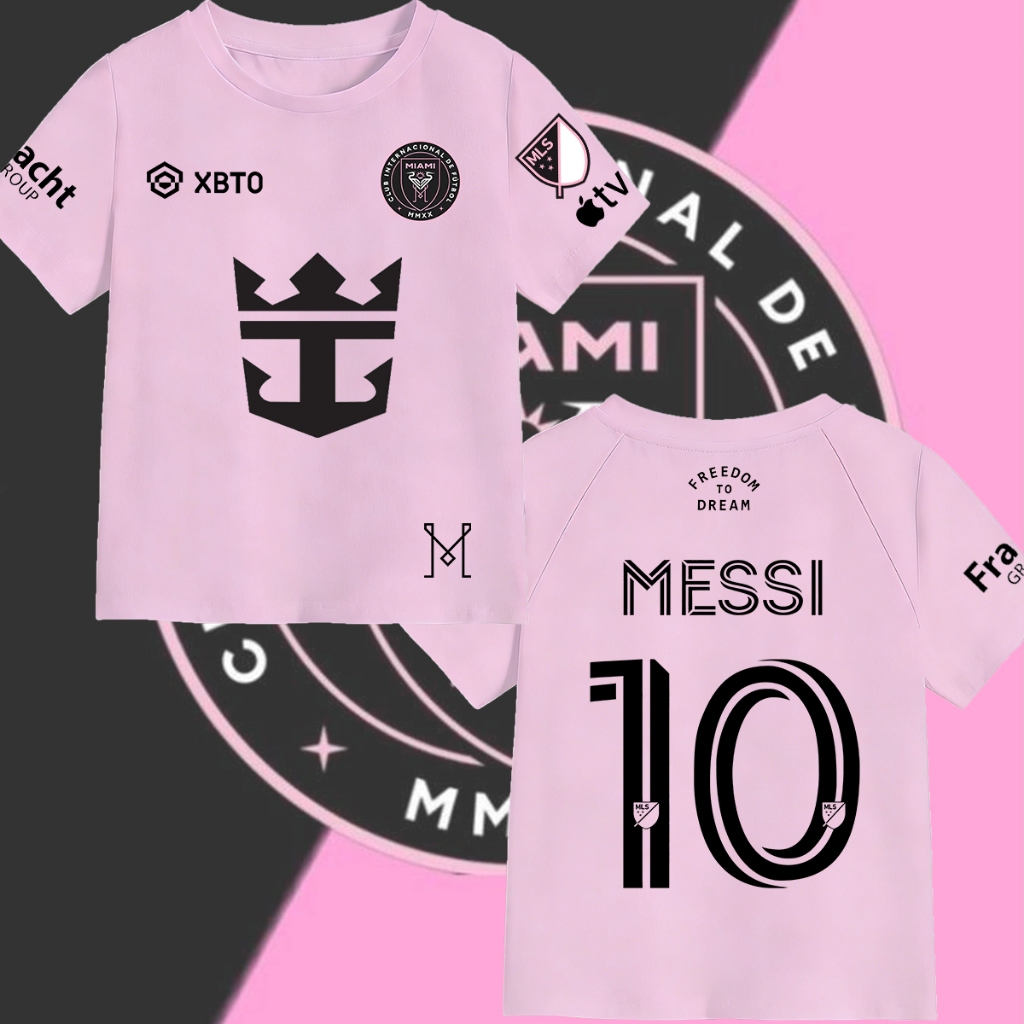 Leo Messi/MLS Inter Miami Football team เด็ก เสื้อยืด/Messi's number 10 jersey/ลิโอเมสซี่ Adult and children's T-shirt