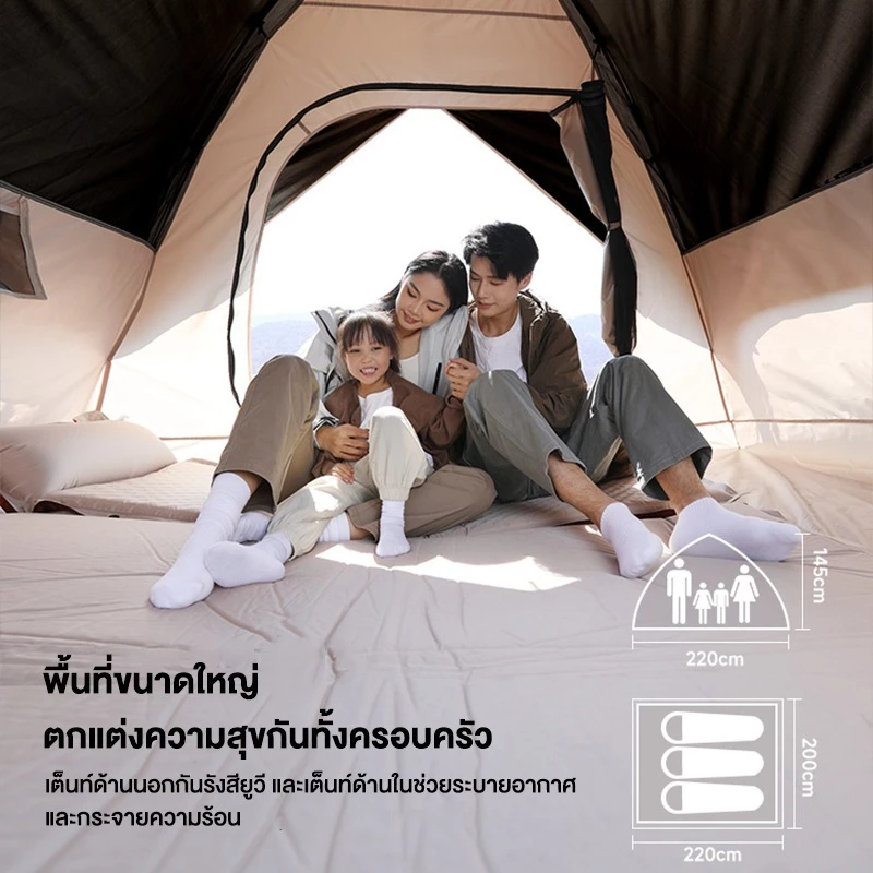 เต็นท์สนาม กางอัตโนมัติ 3-6 คน พับได้ กันฝน ตาข่ายกันแมลง thumbnail 3