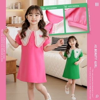 เดรสเด็กผู้หญิง ชุดเดรสแขนพองสำหรับเด็กผู้หญิง สีสันสดใส น่า…