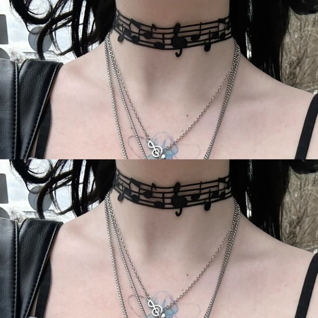 ‧₊˚♪ 𝄞₊˚⊹ Music Note Choker สร้อยโชคเกอร์ลายตัวโน้ต