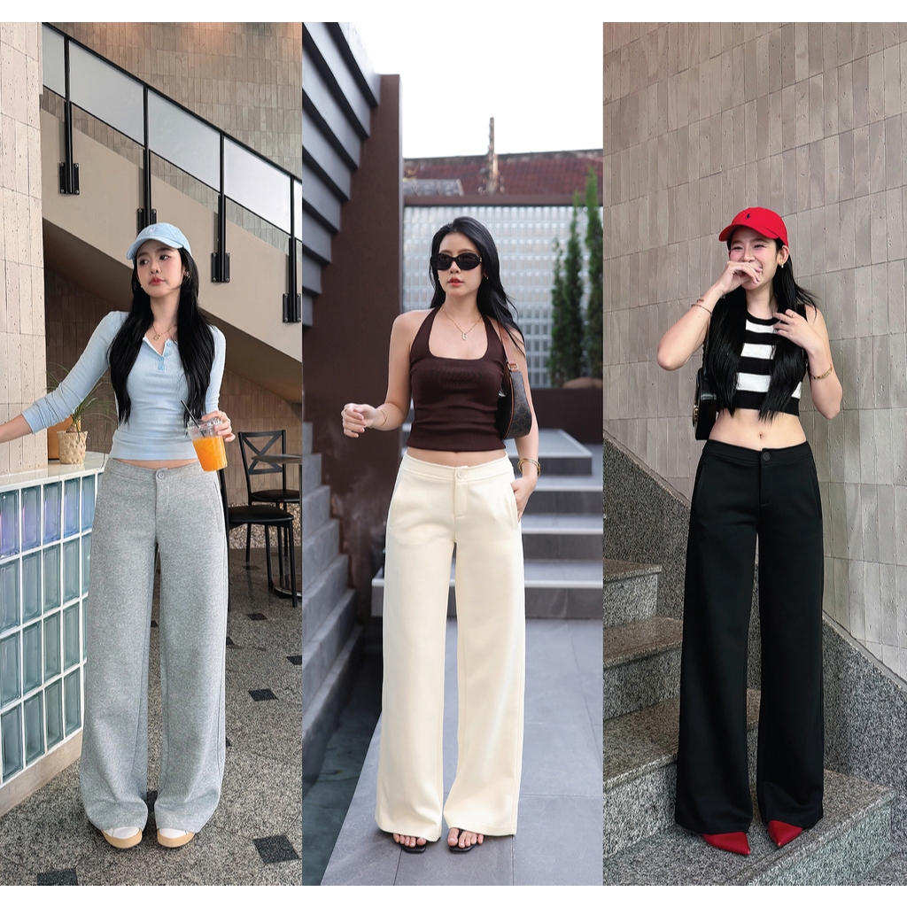 N7910 JASMINE PANTS- มี 3 สี : CREAM, GREY, BLACK - NUMBERSEVEN
