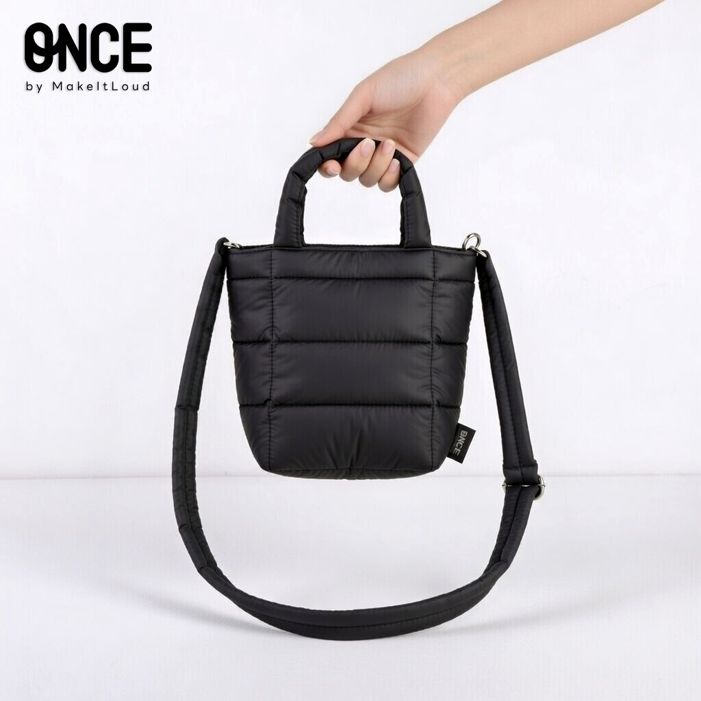 ONCE Puffy Crossbody Bag กระเป๋าผ้านุ่มนิ่มสีดำ