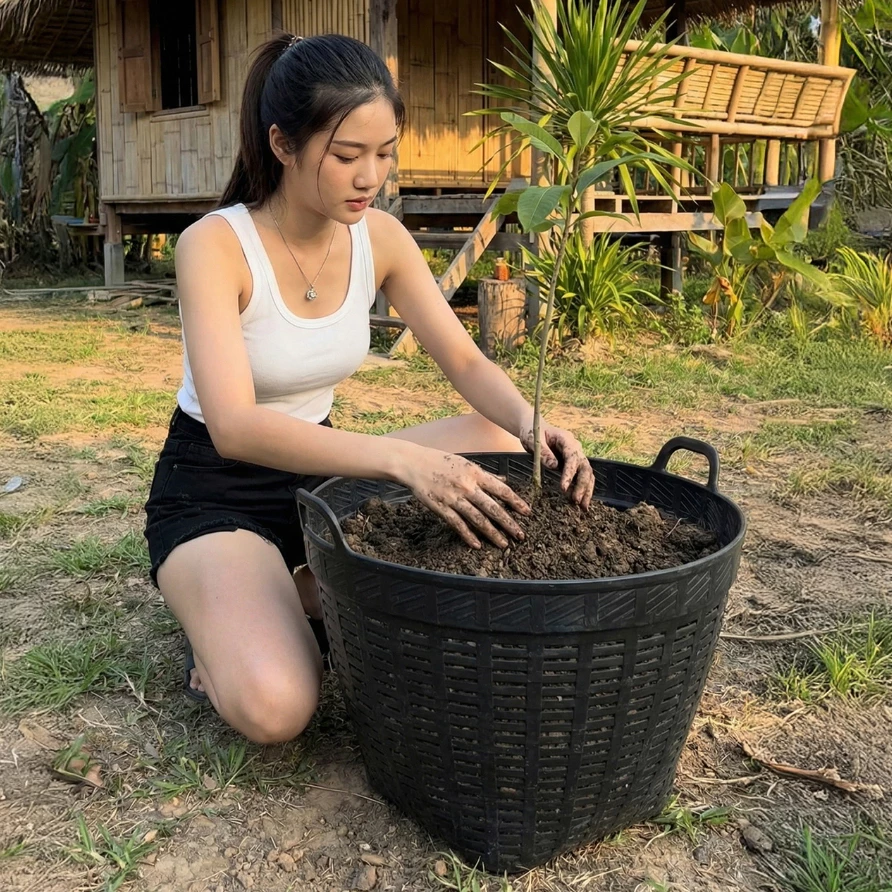 เข่งพลาสติกจัมโบ้ (เบอร์1) - บรรจุ 50 กิโลกรัม - ใช้ปลูกต้นไม้ ใส่ผลไม้ - 0267