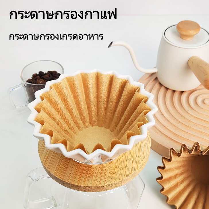 ขนาดใหญ่ 185 มม. - 50 ชิ้น/แพ็ค กระดาษกรองกาแฟทรงกรวย, กระดาษกรองกาแฟแบบเท, ถุงกรองทรงกรวย