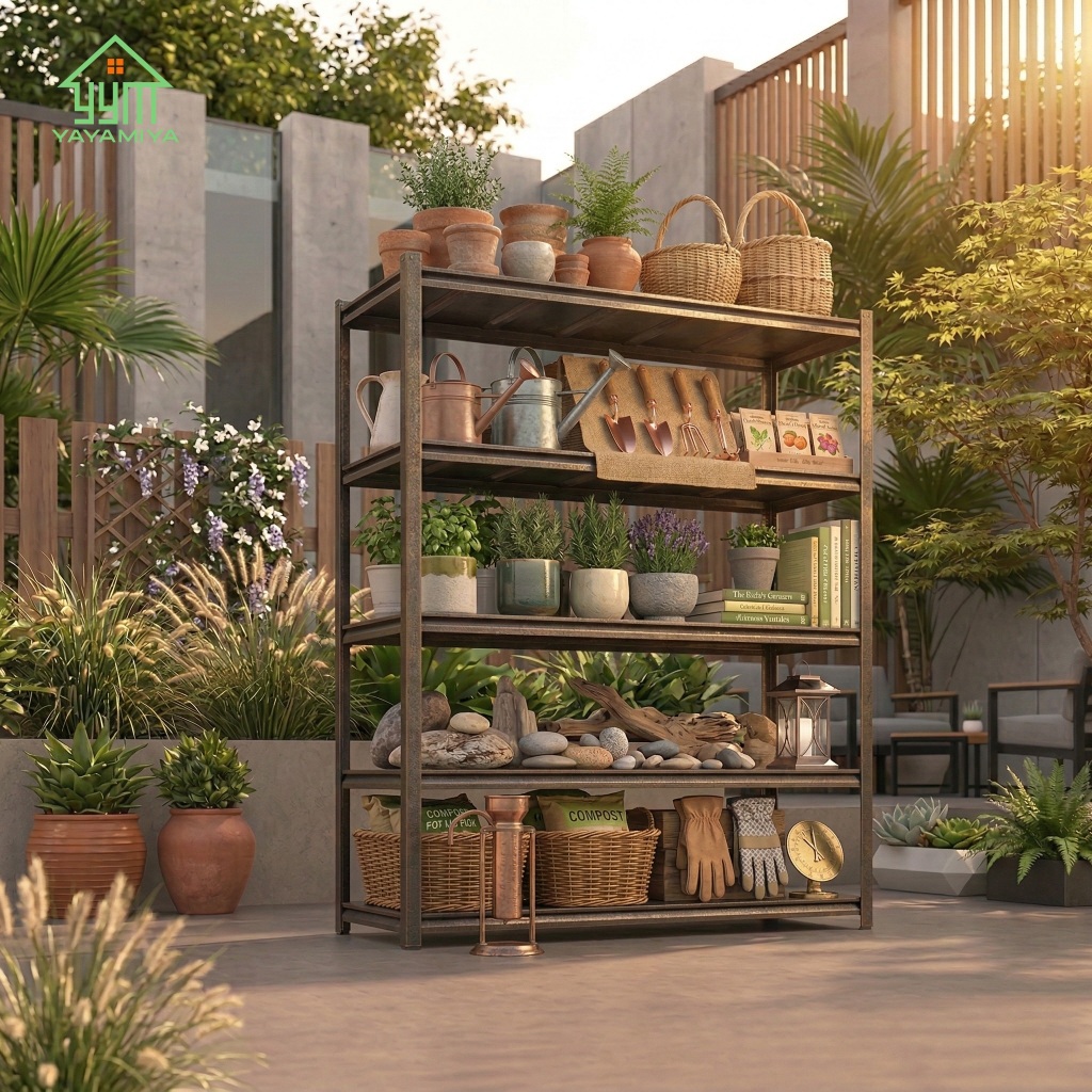 YYM หนาขึ้น ชั้นวางของ ชั้นวางสินค้า 5/4/3ชั้น ชั้น เหมาะสำหรับการจัดเก็บในสวนหลังบ้าน