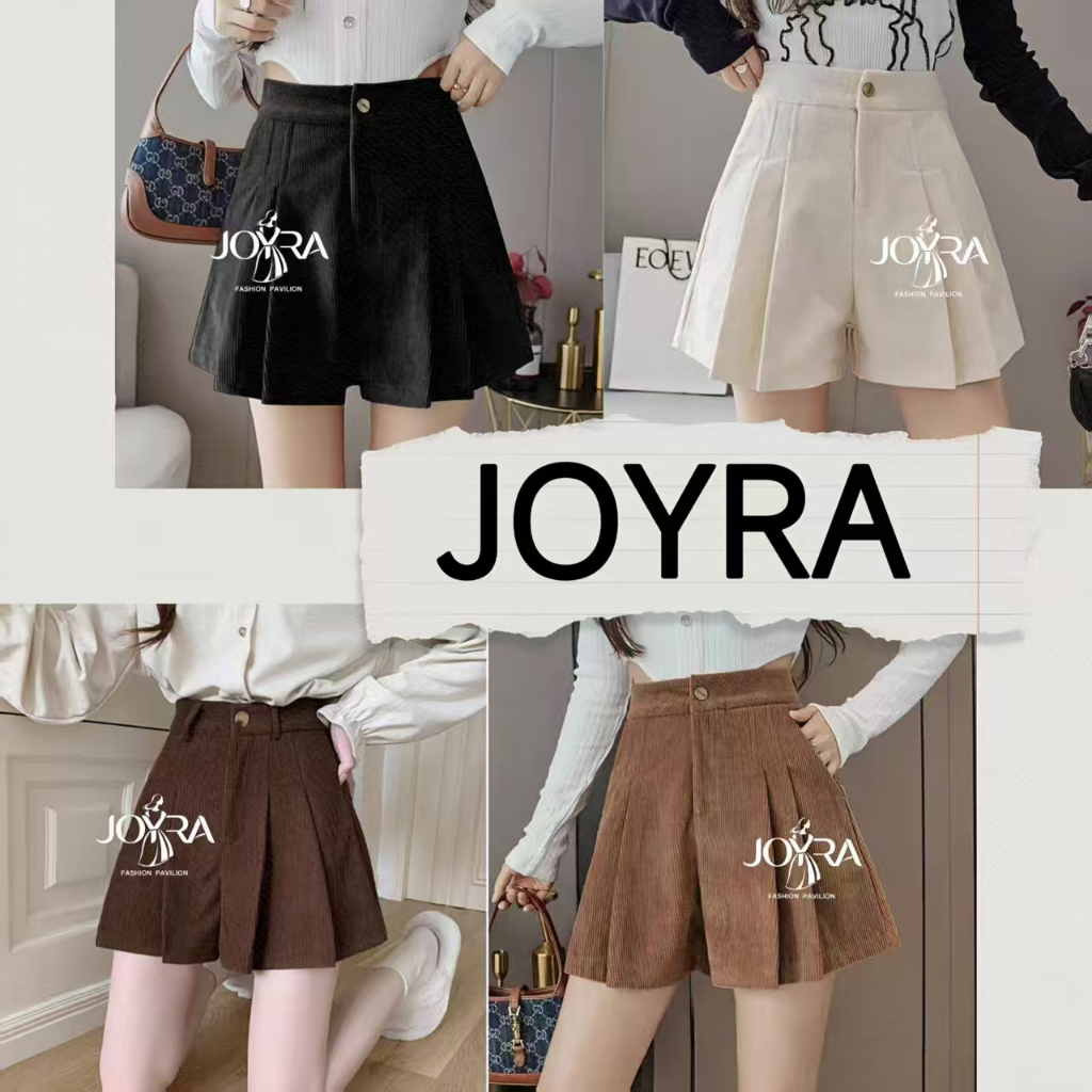 พร้อมส่ง กางเกงขาสั้นเอวสูง ผ้าลูกฟูก เอวสม็อค สไตล์เกาหลี ใส่สบาย Clothing เสื้อผ้า