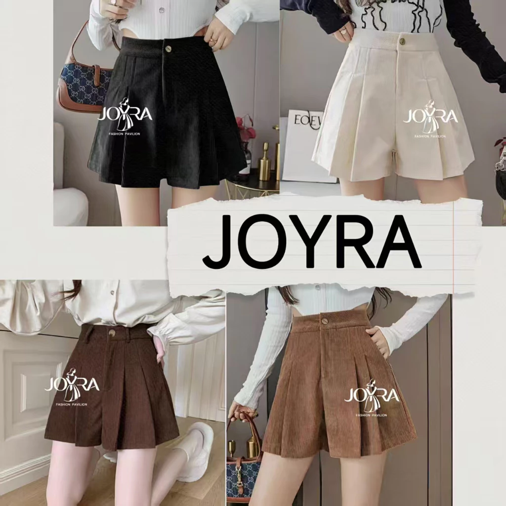 พร้อมส่ง กางเกงขาสั้นเอวสูง ผ้าลูกฟูก เอวสม็อค สไตล์เกาหลี ใส่สบาย Clothing เสื้อผ้า