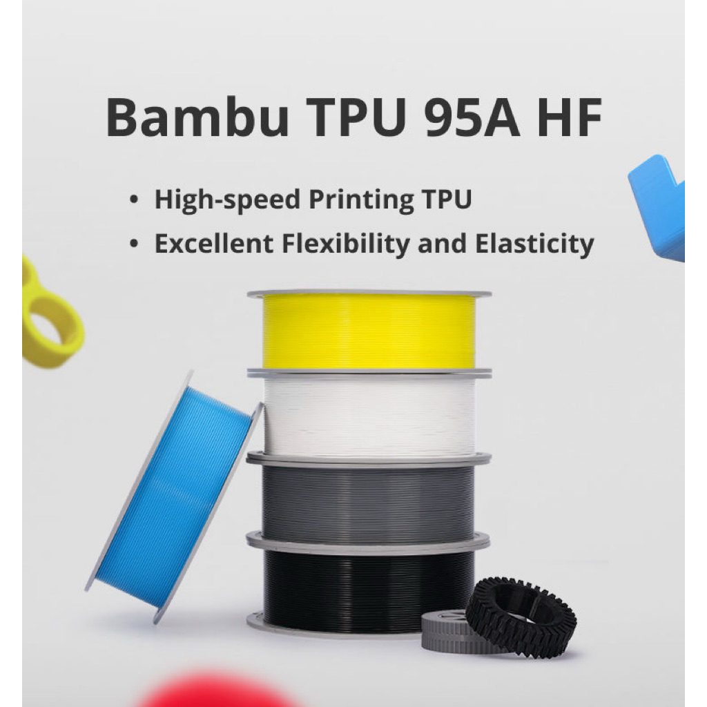 Bambu Lab TPU 95A HF Filament 1kg (พร้อมสปูล) เส้นพิมพ์ 3D ยืดหยุ่น คุณภาพแท้จาก Bambu Lab