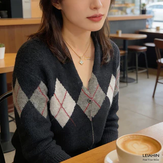 LEIAHIN Jewelry สร้อยคอผู้หญิง จี้ใบโชคลาภ เพทายแท้ แวววาว ไม่ดำ ใส่ทุกวัน แฟชั่นเกาหลีของขวัญ 1056n