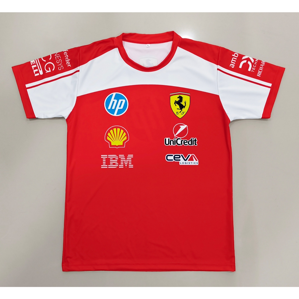 เสื้อคอกลมแขนสั้นฟอร์มูล่าวัน ทีม เฟอร์รารี่ #FM0199 พิมพ์ทั้งตัว ไซส์ S-5XL