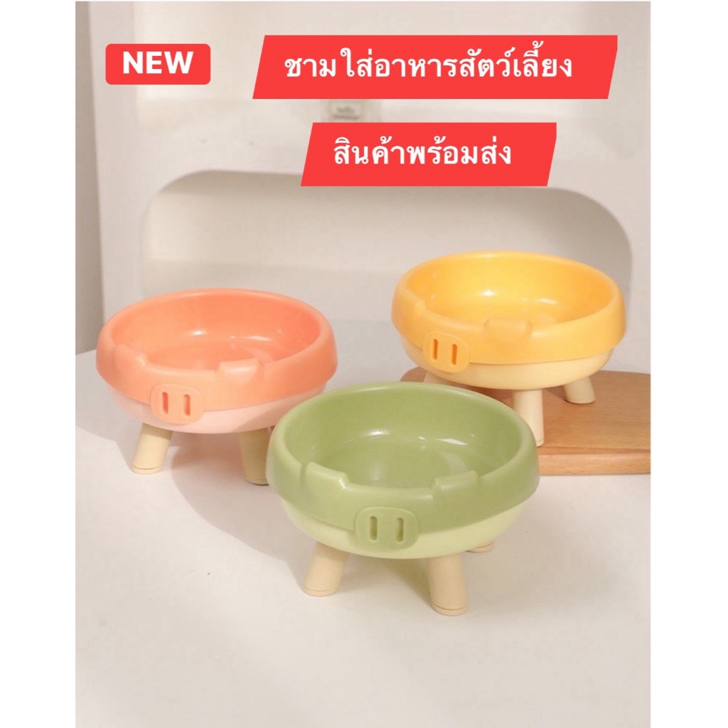 ใหม่ สินค้าพร้อมส่ง#ชามใส่อาหารแมวสุนัข#ชามใส่น้ำอาหารสัตว์เลี้ยง#ดีไซน์น่ารักหลากสีสันให้เลือก