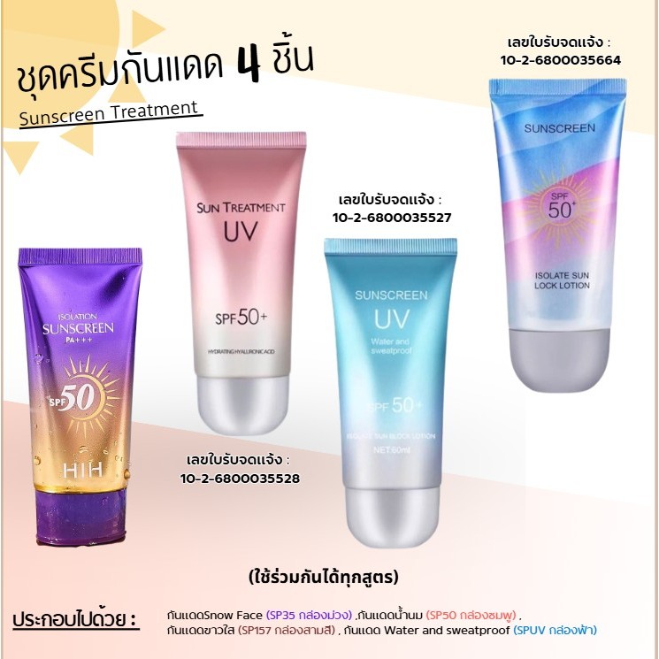 กันแดด หลอดชมพู หลอดฟ้า หลอดม่วง กันแดดหน้าเงา กันแดดนมวัว  SP4-A-B